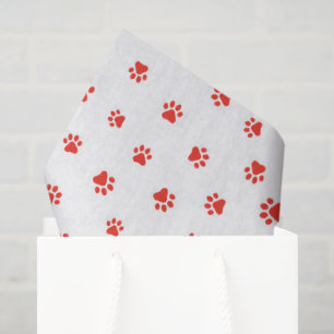 Paw Prints Pet Lover Gift Wrap Red Cat Dog Fun Tissue Paper