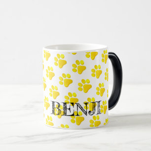 Paw Prints PET NAME Modern Four Legged Fun Magic Mug