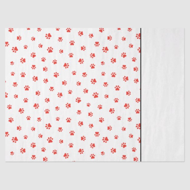 Paw Prints Pets Dogs Cats Red Two Tone Fun Tissue Paper (Front)