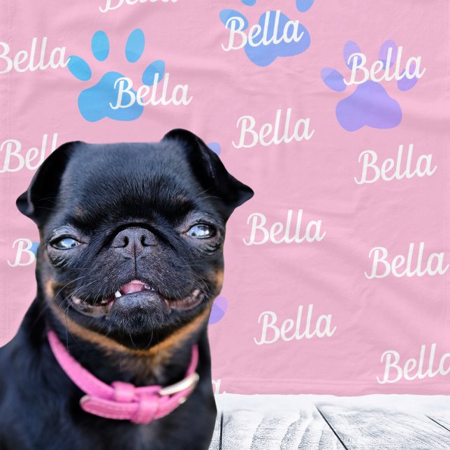 Paw Prints Pink Personalised Female Dog Name Fleece Blanket (Paw Prints Pink Personalized Female Dog Name Fleece Blanket
)