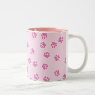 Paw Prints Pink Two-Tone Coffee Mug