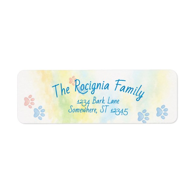 Paw Prints Return Address Label (Front)