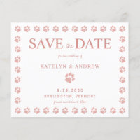 Paw Prints Rose Gold Save The Date Invitation