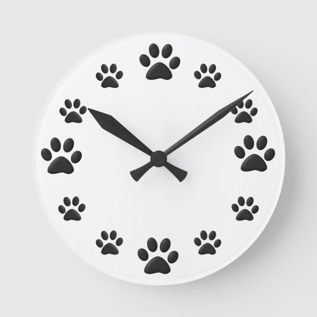 Paw Prints Round Clock (Front)