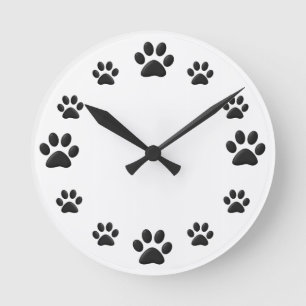 Paw Prints Round Clock