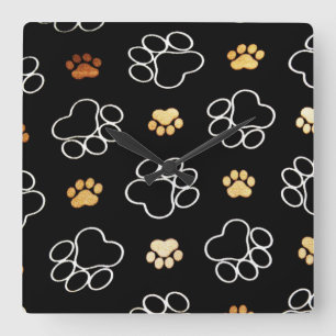 Paw Prints Square Wall Clock