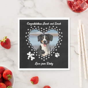 Paw Prints Wedding Napkin With Your Pets Photo