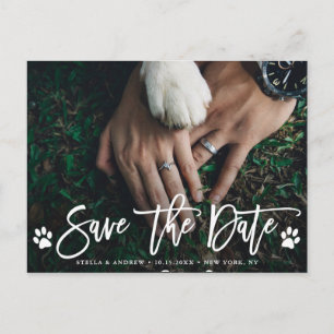 Paw Prints Wedding Save the Date Photo Announcement Postcard