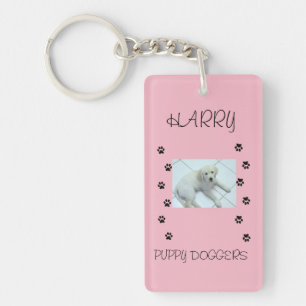 Paw Prints with 1 Pet's Photo and Name Key Ring