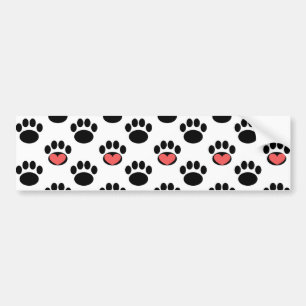 Paw Prints with Hearts Bumper Sticker