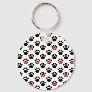 Paw Prints with Hearts Key Ring