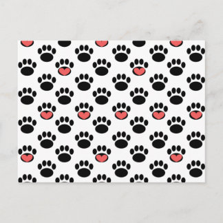 Paw Prints with Hearts Postcard