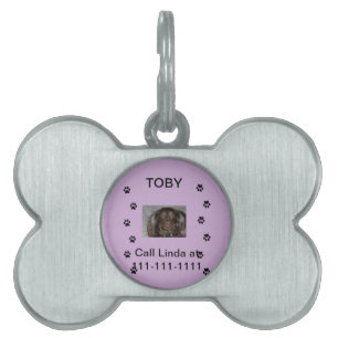 Paw Prints with Pet's Photo and Name Pet ID Tag