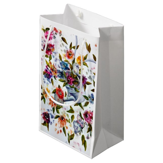 PAW PRINTS WITH WATER CAN SMALL GIFT BAG (Front Angled)