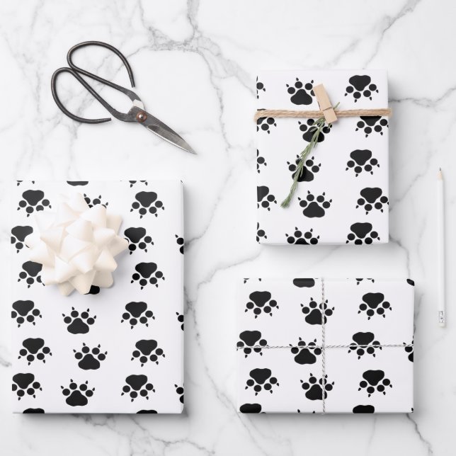 Paw Prints Wrapping Paper Sheets (Front)