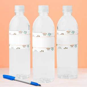 Paw Prints Write Your Name Party Water Bottle Label