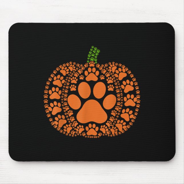 Paw Pumpkin Design Matching Halloween Thanksgiving Mouse Mat (Front)