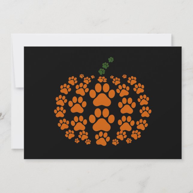Paw Pumpkin Paw Print Dog Thanksgiving Holiday Card (Front)