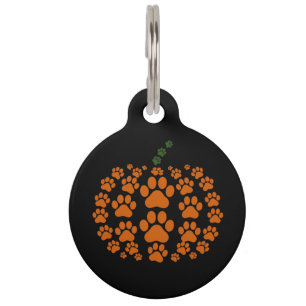 Paw Pumpkin Paw Print Dog Thanksgiving Pet Tag