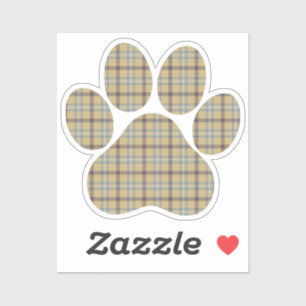 Paw Shape Plaid Tan Dog Cat