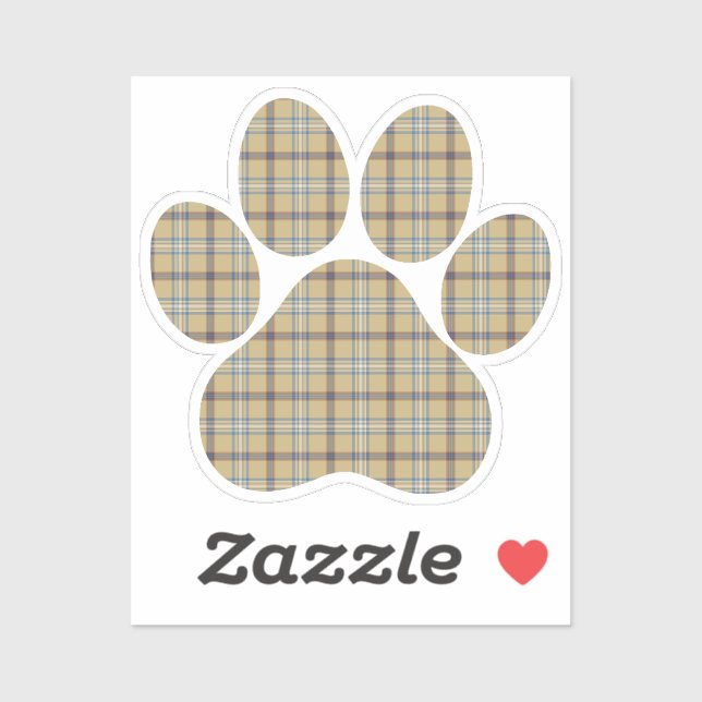 Paw Shape Plaid Tan Dog Cat (Sheet)