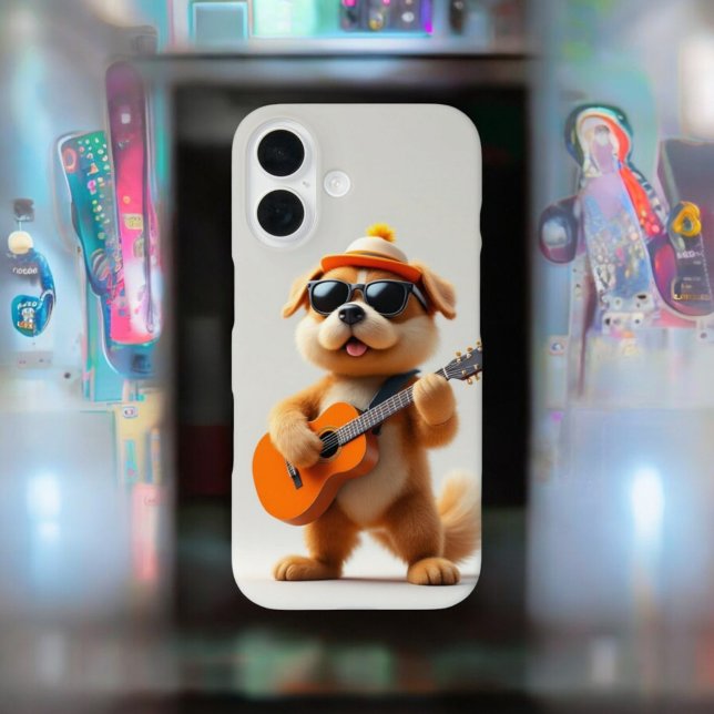  Paw-sitive Vibes: Cute Dog with Guitar Case-Mate iPhone Case (Creator Uploaded)