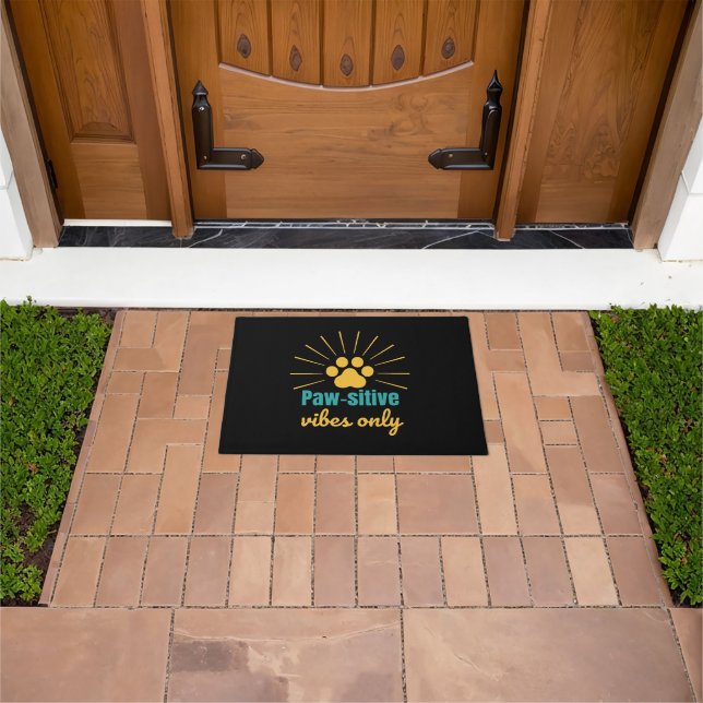 Paw-sitive Vibes Only cat lover Doormat (Outdoor)