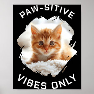 Paw Sitive Vibes Only Cat Photo Black Poster