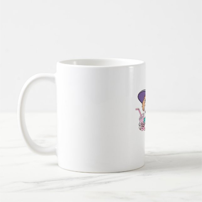 Paw-sitive Vibes Only – Cute Dog With Bubble Tea a Coffee Mug (Left)