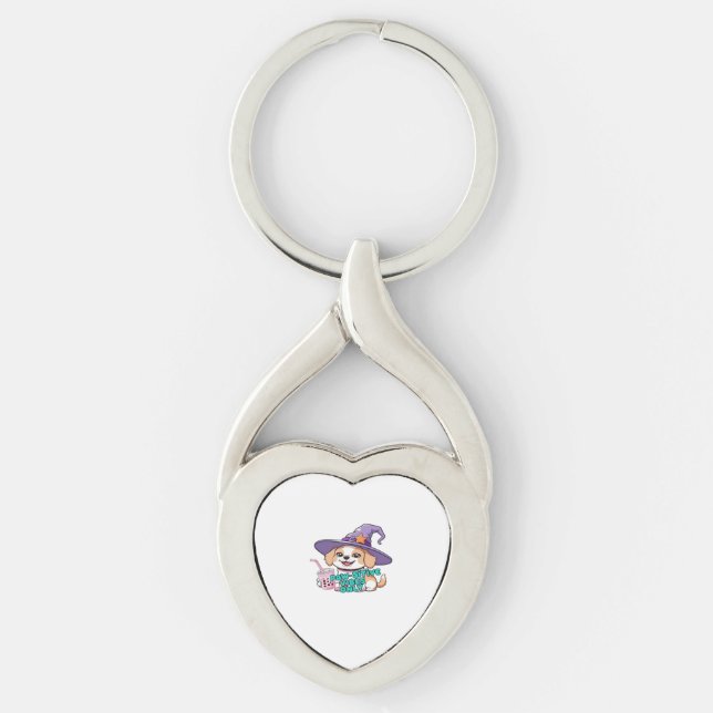 Paw-sitive Vibes Only – Cute Dog With Bubble Tea a Key Ring (Front)