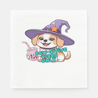 Paw-sitive Vibes Only – Cute Dog With Bubble Tea a Napkin