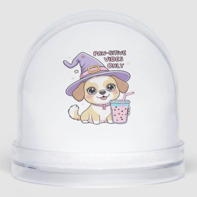 Paw-sitive Vibes Only � Cute Dog With Bubble Tea a Snowglobe (Front)