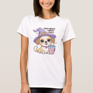 Paw-sitive Vibes Only � Cute Dog With Bubble Tea a T-Shirt