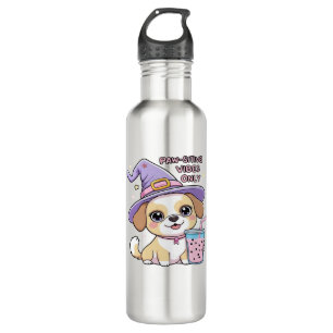 Paw-sitive Vibes Only Cute Dog With Bubble Tea Hal 710 Ml Water Bottle