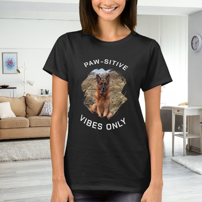 Paw-sitive vibes only dog photo black T-Shirt (Creator Uploaded)