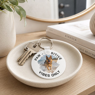 Paw-sitive vibes only dog photo key ring