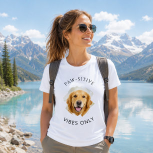 Paw-sitive Vibes Only Golden Retriever Photo Mum T-Shirt