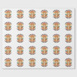 Paw-Sitive Vibes Only Meditating Cat Retro Design_ Wrapping Paper