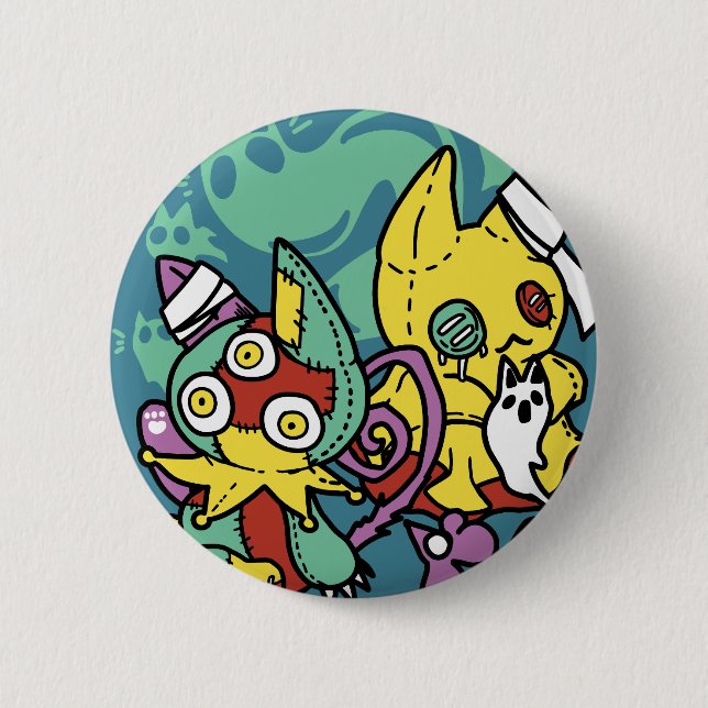 Paw-sitively Frightful | Monstrous Cats Halloween  6 Cm Round Badge (Front)