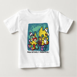Paw-sitively Frightful   Monstrous Cats Halloween  Baby T-Shirt