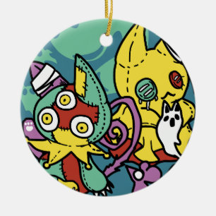 Paw-sitively Frightful   Monstrous Cats Halloween  Ceramic Tree Decoration