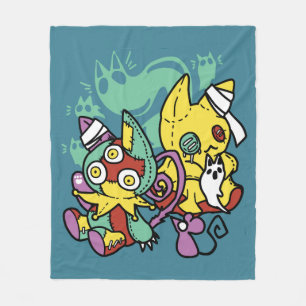 Paw-sitively Frightful   Monstrous Cats Halloween  Fleece Blanket