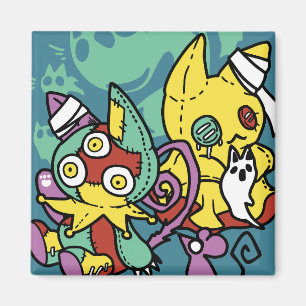 Paw-sitively Frightful   Monstrous Cats Halloween  Magnet
