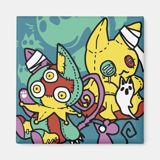 Paw-sitively Frightful | Monstrous Cats Halloween  Magnet (Front)