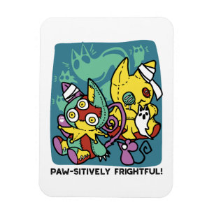 Paw-sitively Frightful   Monstrous Cats Halloween  Magnet