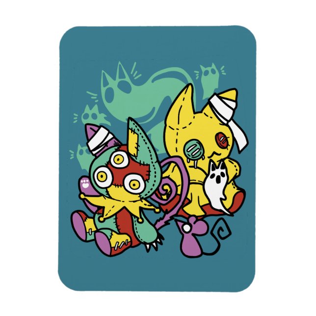 Paw-sitively Frightful | Monstrous Cats Halloween  Magnet (Vertical)