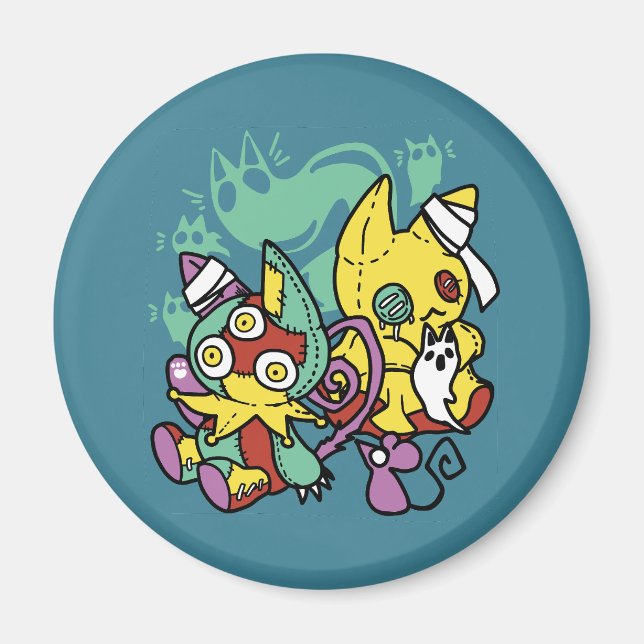 Paw-sitively Frightful | Monstrous Cats Halloween  Magnet (Front)