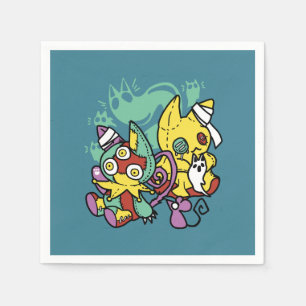 Paw-sitively Frightful   Monstrous Cats Halloween  Napkin