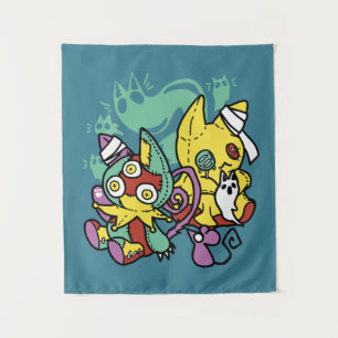 Paw-sitively Frightful   Monstrous Cats Halloween  Tapestry