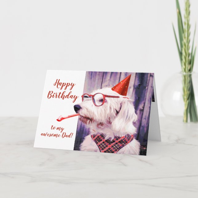 Paw-sitively Grrr-eat Birthday Dad  Dog Fun Card (Front)
